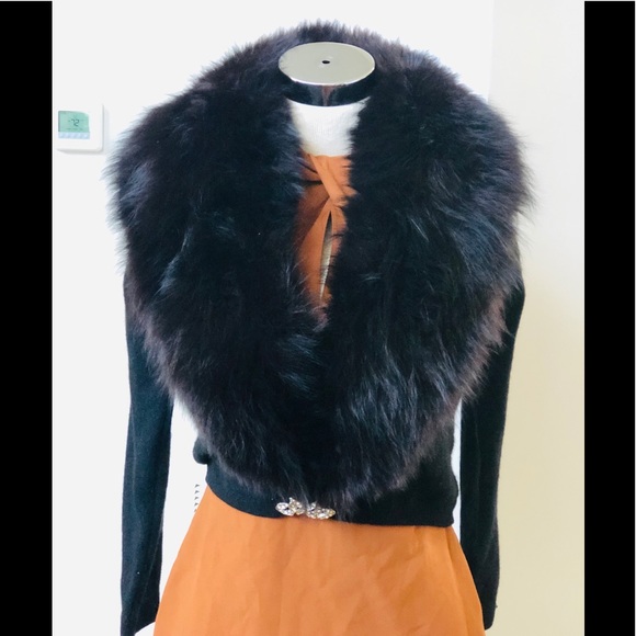 Vintage Fur Trim Cropped Cardigan - Picture 2 of 12
